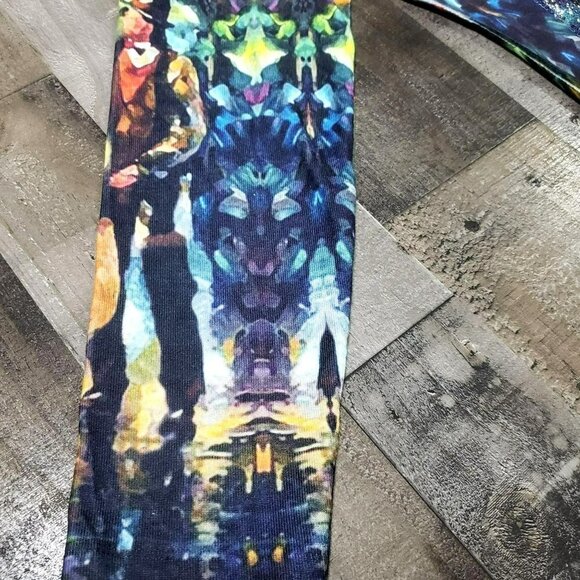 𝅺TESA Moda Glowing Music Painting Blouse Sequins Art To Wear Water Color M - Picture 5 of 12